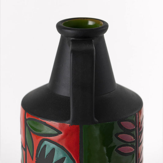 Saplı ve mumlu çiçek desenli vazo